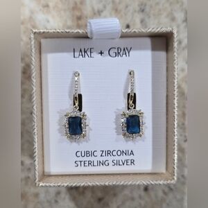 LAKE GRAY Cubiz Zirconia Sterling Silver Earrings, BLUE